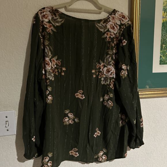 Daniel Rainn Floral Women Woven Long Sleeve Blouse Size 2X NWT $80 - Picture 5 of 5